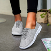 Flat Light Soft Sole Sports Shoes Mesh Woven Casual Flat Nurse Walking Sneakers Knit Slip on Loafer Shoes