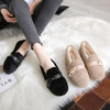 Furry Outer Wearing Flats Loafers Belt Buckle Decor BacklessWild Fluffy Flat Mules Warm