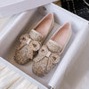 vanccy Crystal Bow Flat Breathable Loafers