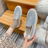 Furry Outer Wearing Flats Loafers Bling Decor BacklessWild Fluffy Flat Mules Warm flats sneakers glitter winter