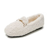 Furry Outer Wearing Flats Loafers Chain Decor BacklessWild Fluffy Flat Mules Warm
