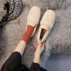 Winter WarmFlock Flat Shoes Casual Loafers Slip on Furry Outer Wearing Flats Loafers Fluffy Flat Mules Warm