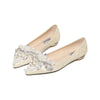 New sweet pointed flat shoes fairy pearl diamond pointed flat shoes
