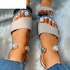 New Summer Women Beaded Pearly Sandals Slippers Shoes Ladies Flats Sandals Flip Flop Casual Flat Slingback Sandals Shoes