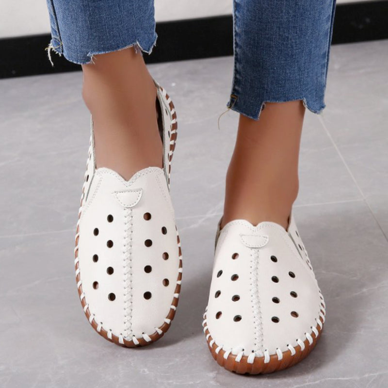 Fashion Spring Autumn Wide Women's Shoes Leather Ballet Flats Women's White Loafers Driving Moccasin Women's Shoes Foot Bone