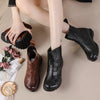 Genuine Leather Woven Ankle Boots Women's Winter Fur Shoes Big Size Plush Booties