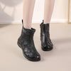 Genuine Leather Woven Ankle Boots Women's Winter Fur Shoes Big Size Plush Booties