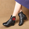 Handmade Women Genuine Leather Cotton Shoes Woman Low Heels Ankle Boots