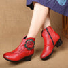 Handmade Women Genuine Leather Cotton Shoes Woman Low Heels Ankle Boots