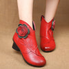 Handmade Women Genuine Leather Cotton Shoes Woman Low Heels Ankle Boots