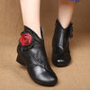 Handmade Women Genuine Leather Cotton Shoes Woman Low Heels Ankle Boots