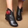 Handmade Women Genuine Leather Cotton Shoes Woman Low Heels Ankle Boots