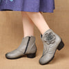 Handmade Women Genuine Leather Cotton Shoes Woman Low Heels Ankle Boots