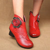 Handmade Women Genuine Leather Cotton Shoes Woman Low Heels Ankle Boots