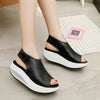 Women Sandals Platform Wedges Sandals Leather Swing Peep Toe Casual Shoes Women Walk Shoes