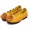 Handmade Rose Flats Shoes For Women Vintage Thick Sole Loafer