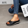 Large Size Slippers Female One-word with Fish Mouth Sandals and Slippers Slope Heel Platform Slope Heel Casual Shoes