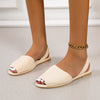 Peep Toe Flat Canvas flat Sandals Shoes Slip on Shallow Female