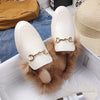 Furry Outer Wearing slippers for women Muller slippers Wild Fluffy Flat Mules Warm