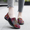 Casual Comfortable Fashion Sneakers Mesh Woven Flat Nurse Walking Sneakers Knit Slip on Loafer Shoes