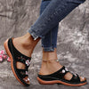 Sandals with Arch Support Anti-Slip wedges Sandal Flower Embroidered Vintage Casual comfortable slippers