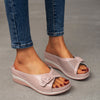 Large Size Slippers Female One-word with Fish Mouth Sandals and Slippers Slope Heel Platform Slope Heel Casual Shoes