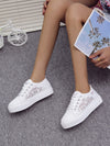 Women Shoes Fashion Summer Casual White Shoes Cutouts Lace Canvas Hollow Breathable Platform Flat Shoes Woman Sneakers
