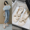 Women Summer Sandals Fashion New Beach White Buckle Casual Flats Open Toe Female Office Ladies Shoe