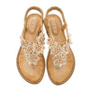 Vanccy New Fashion Bead Flower Round Toe Flip-flop Sandals