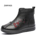 Woman Snow Boots 2022 Embroidered Genuine Leather Fashion Boots