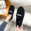 Furry Outer Wearing Flats Loafers Pearl Decor BacklessWild Fluffy Flat Mules Warm