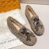 Furry Outer Wearing Flats Loafers Pearl Decor BacklessWild Fluffy Flat Mules Warm