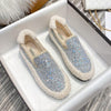 Furry Outer Wearing Flats Loafers Bling Decor BacklessWild Fluffy Flat Mules Warm flats sneakers glitter winter