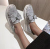 Shining Rhinestone Slip-on Thick Botton Casual Ladies Crystal Shoes