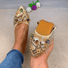 vanccy Rhinestone Flats Casual Comfort Dressy Flats For Wedding Fox Slippers CF303