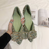 Rhinestone Flat Shoes Bow Tie Shallow Mouth Toe Tip Casual Comfort Dressy Flats for wedding