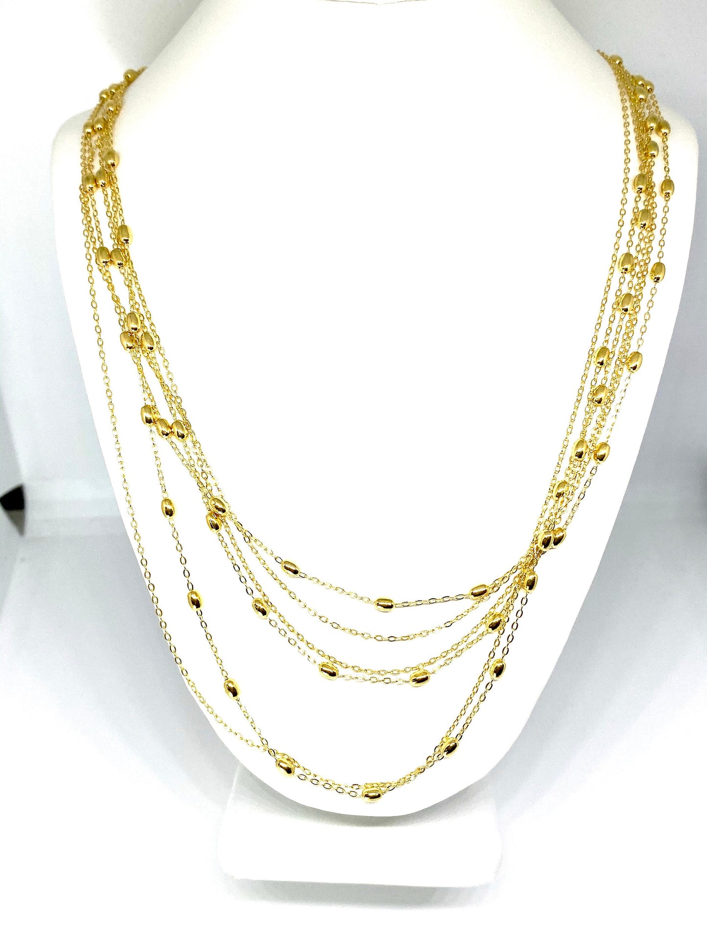 Gold over sterling silver fancy BEADED NECKLACE