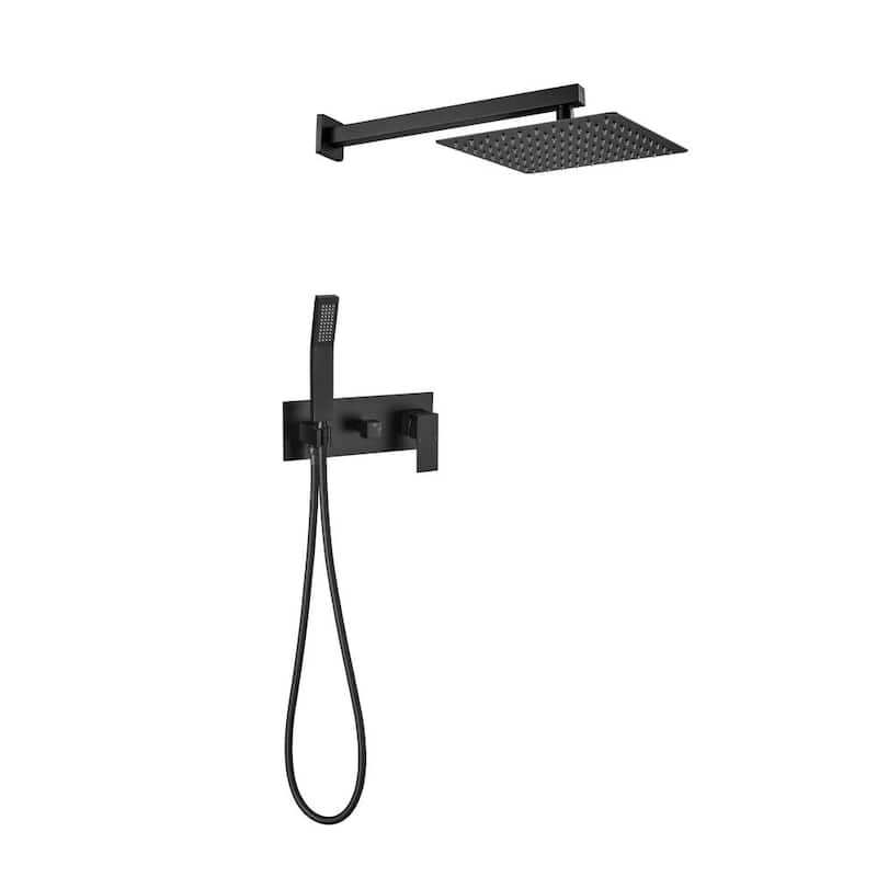 1-Spray Patterns with 10 in. Wall Mount Dual Shower Heads in Matte Black