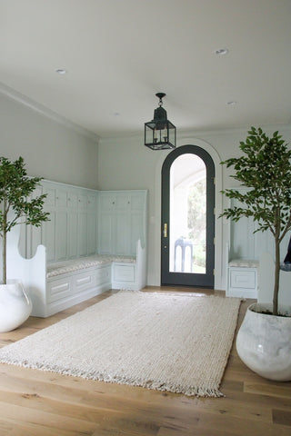 Entryway with lockers and area rug