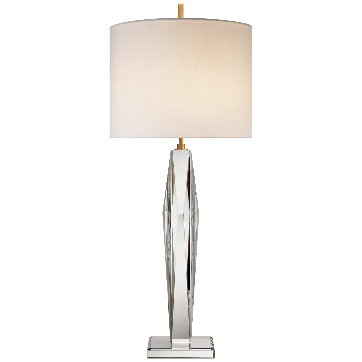 Castle Peak Narrow Table Lamp - Crystal With Linen Shade