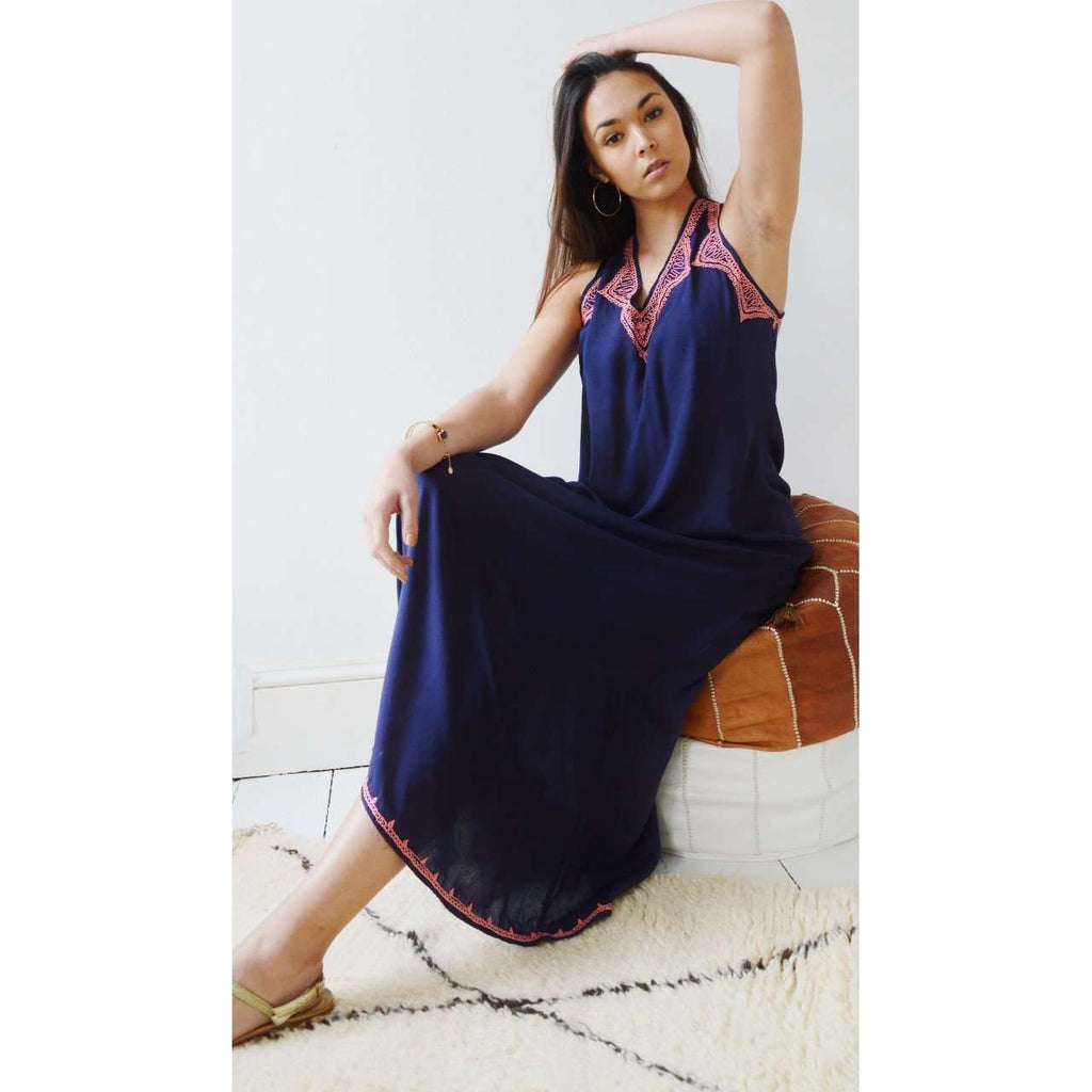 navy boho maxi dress