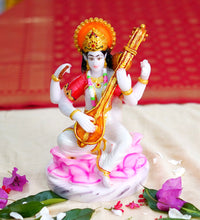 Saraswati Handpainted Idol For Success & Gifts/Pooja Room/Home Decoration(5.5x5.5x9) (Multi)