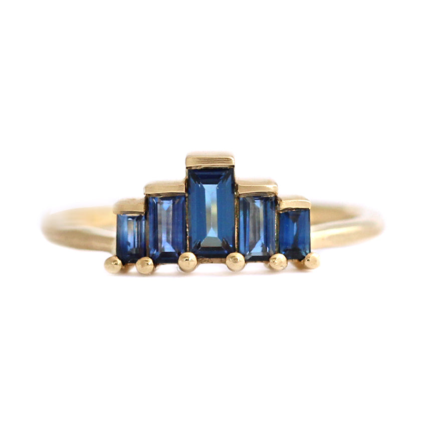 Blue Sapphires Baguette Cut Engagement Ring - Blue Sapphire Ring – ARTEMER