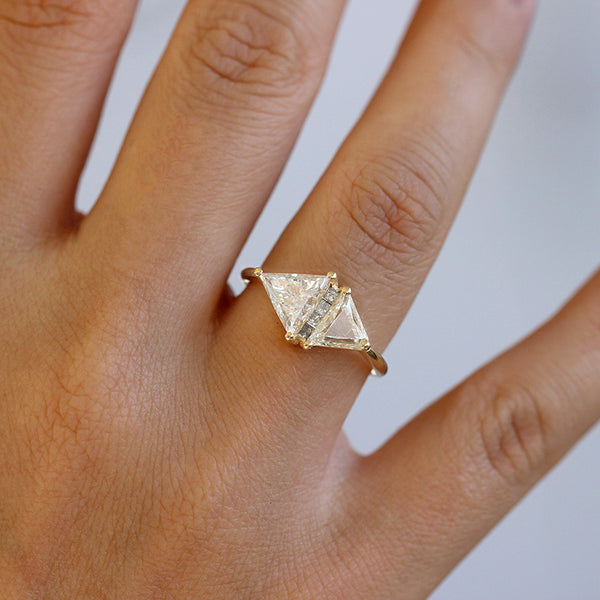 One Carat Trillion Cut Diamond Engagement Ring - Fancy Yellow Rhombus ...