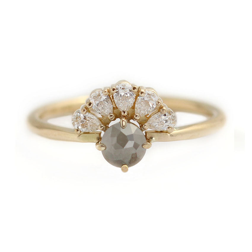 rose cut grey diamond ring