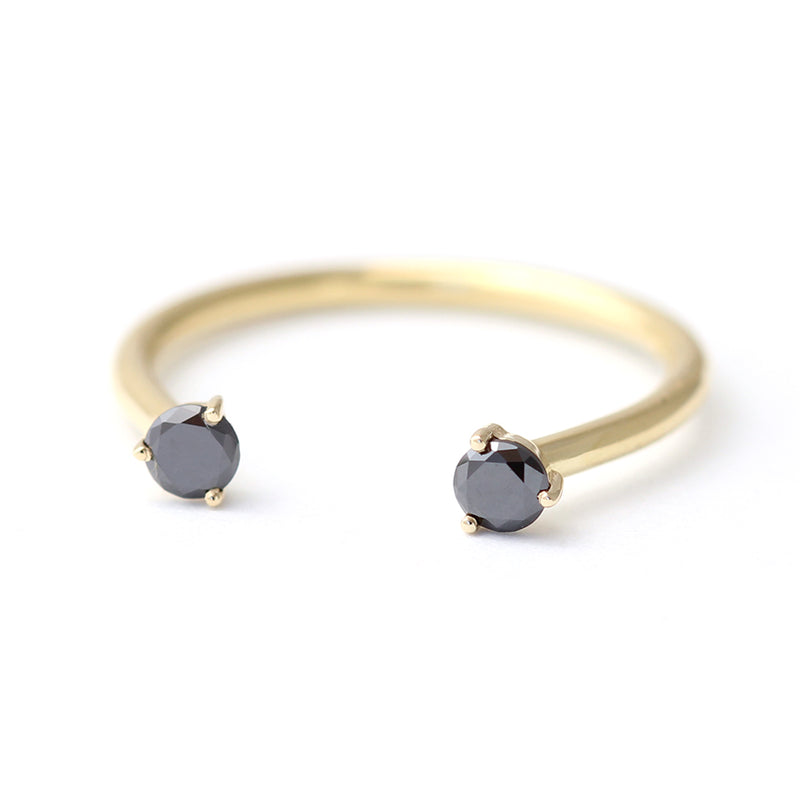 Open Black Diamond Ring - Diamond Horseshoe Ring – ARTEMER