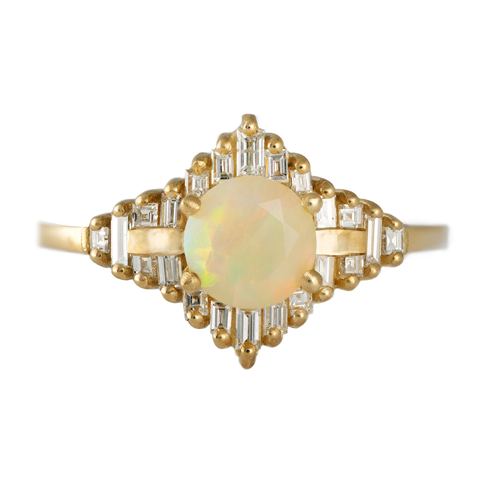 Oval Cut Natural Opal Engagement Ring Yellow Gold Bridal Cluster October Birthstone Half Eternity Diamond Ring