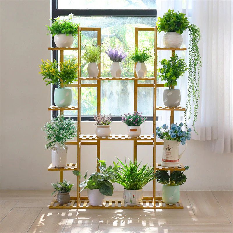 9-Tier Bamboo Plant Stand