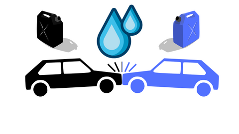 two types of engine oils mixing in different colours