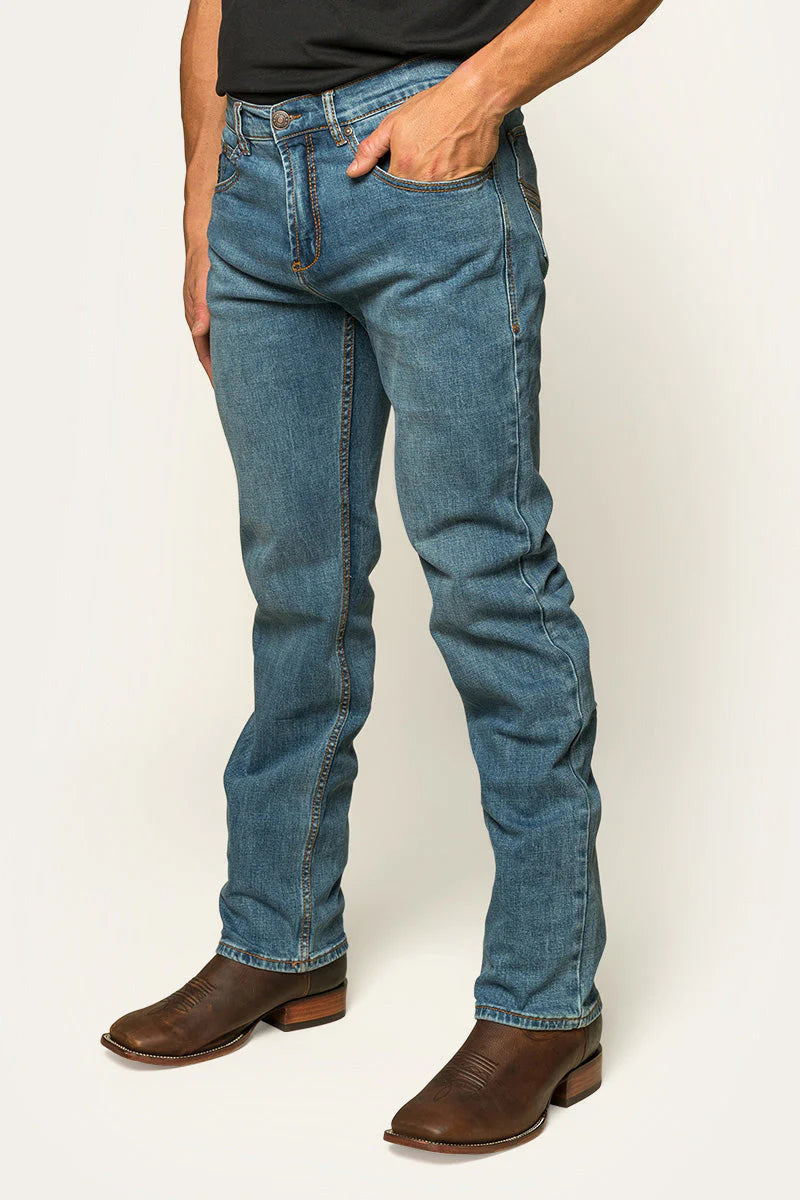 Muster Mens Slim Straight Fit Jeans - Mid Wash Blue– Ringers Western ...